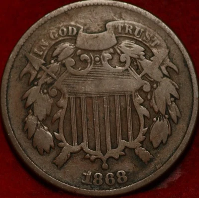 1868 Philadelphia Mint Copper Two Cent Coin - Image 1 of 2