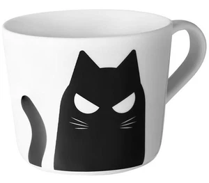 Ikea Halloween White & Black Cat Porcelain Coffee Tea Cup Mug 12 Oz New - Picture 1 of 7