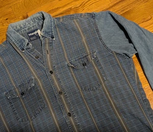 Vintage Wrangler Denim & Plaid Shirt - Men's 15 1/2-34 X-Long Tails - Distressed - Picture 1 of 24