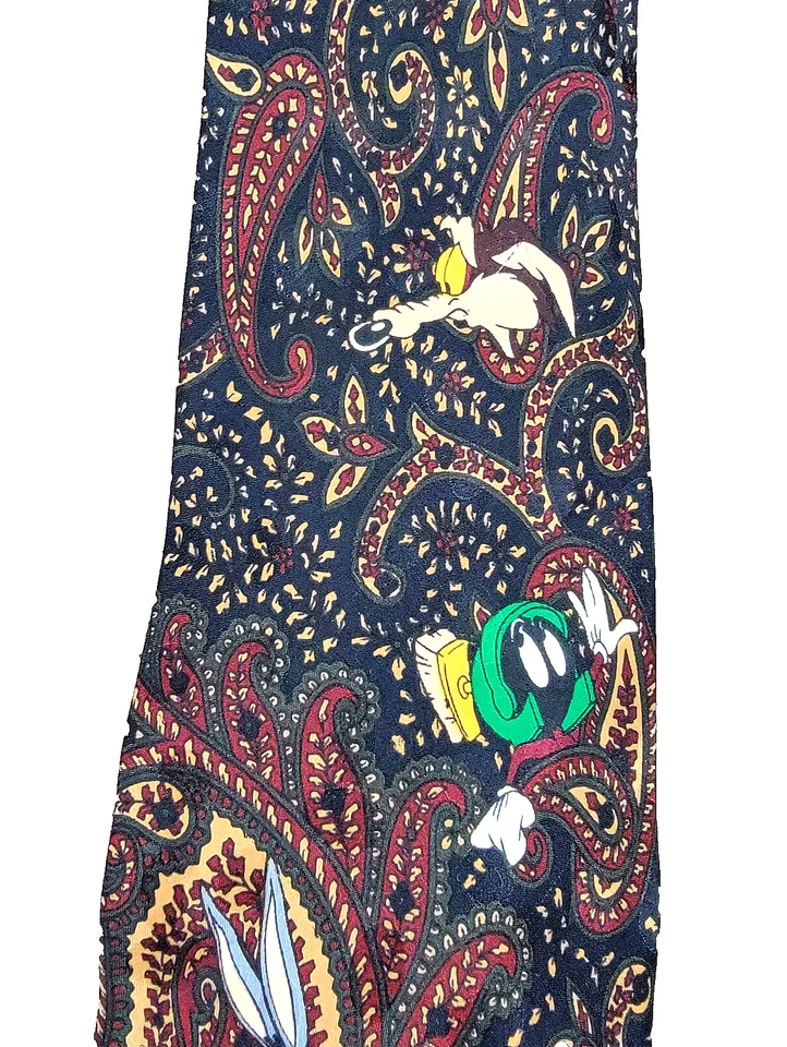 Corbata Looney Tunes Mania Para Hombre De Colección 94 60x4 Bugs Taz Marvin Wile Azul Cachemira Floral Foto 1 de 4