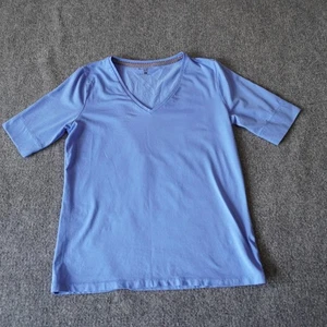 Jones New York Sport Petite Blue V Neck Short Sleeve Knit Top - Picture 1 of 8