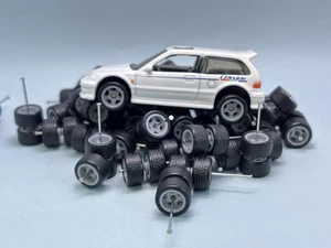 BL06 - Lot 20 Set Hotwheels 1/64 Real Riders# Star 10mm Grey Long JDM Wheels - Picture 1 of 5