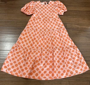 Maxi Vestido Talla XL Mezcla de Lino Niveles Lunares Boho Naranja Modesto Quién Qué Poner - Imagen 1 de 12