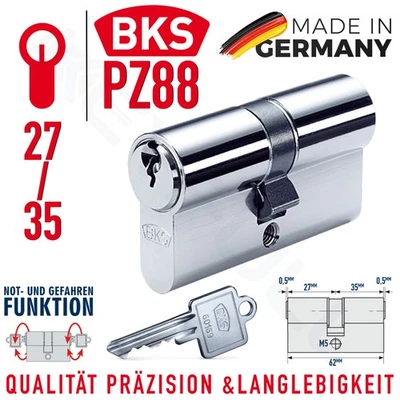 BKS 27/35 Doppelzylinder Türzylinder Schließzylinder Schlüsselanzahl wählbar