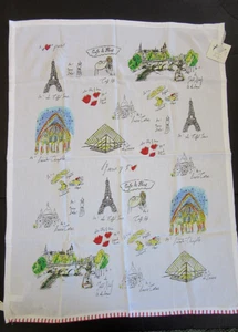 Anthropologie Linea Carta Paris Neuheit Baumwolle Geschirrtuch Geschirrtuch 21"x28" Neu mit Etikett - Bild 1 von 13