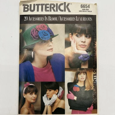 Butterick 6654 Flower & Bow Accessories Headband Wristlet Ponytail Holder Uncut - Image 1 of 3