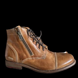 Bed | Stu Bonnie Doppelreißverschluss Stiefelette in hellbraunem rustikalem Leder Größe 11 neu ohne Karton Kappe Zehe - Bild 1 von 11