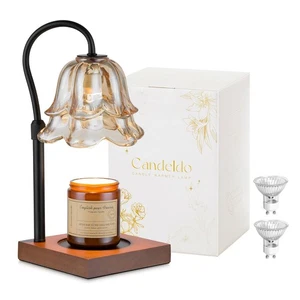 Candle Warmer Lamp with Timer: Flower Black Candle Lamps Height Adjustable Vi... - Foto 1 di 6