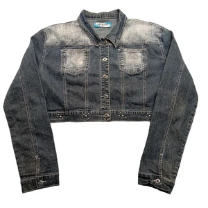 Apollo Jean Jacket 3XL Women's Blue Denim Studded Distressed Retro Cotton Blend - Picture 1 of 5