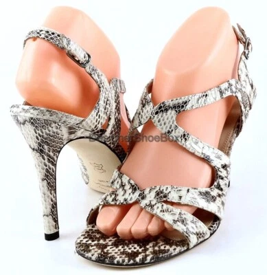 $198 VIA SPIGA MYSTIQUE Sandalias Crema Multi Serpiente Cuero Diseñador Tirantes 9.5 Foto 1 de 4