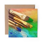 1 x Blank Greeting Card Paint Brushes Painter #14187