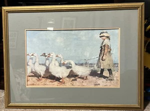 James Guthrie To Pasture Print Matted And Frame Plate Sign 35.5”x 26.5” - Picture 1 of 8