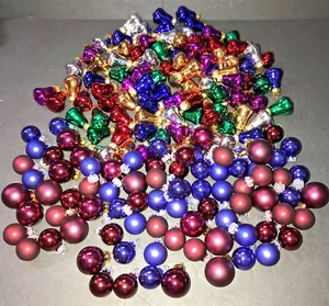 150 Miniature Glass Christmas Ornament BELLS and BALLS Bulbs Metal & Plastic Top - Picture 1 of 3