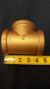 2" Female Brass Pipe Tee 2"x2"x2" Union - Picture 1 of 9
