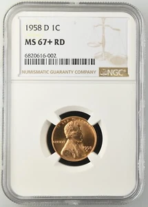 1958 D Lincoln Cent NGC MS67+ RED - Picture 1 of 3