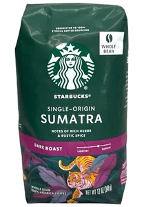Starbucks Sumatra Dark Roast Whole Bean Coffee 12 oz - Picture 1 of 1