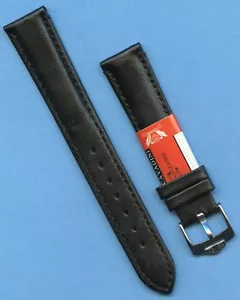 GENUINE BLACK CALF LEATHER CAVADINI STRAP 18mm 19mm 20mm & PRE TAG HEUER BUCKLE - Picture 1 of 5