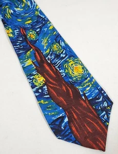 Vintage 1992 Ralph Marlin RM Mens Necktie Starry Night Van Gogh SILK USA 56"x3.5 - Picture 1 of 7
