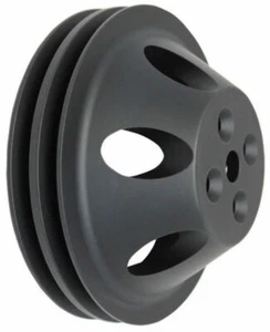 SBC Chevy 283-350 Black Aluminum SWP Double Groove Water Pump Pulley - Picture 1 of 1