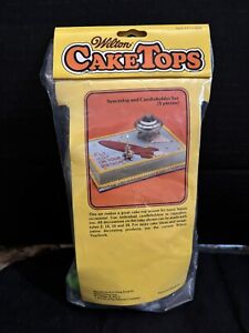 Vintage 1978 Wilton Cake Topper Alien UFO Spaceship & 2 Star Ships