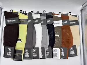 ONE PAIR NEW WITH TAG STACY ADAMS NYLON SLIKY RIBBED MEN'S CREW DRESS SOCKS - Picture 1 of 37