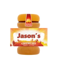 PERSONALISED PEANUT BUTTER JAR LABEL - ANY NAME & MESSAGE - BIRTHDAY - GIFT - Picture 1 of 3