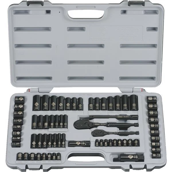 (1)-Stanley 69-Piece 1/4" & 3/8" Drive Black Chrome SAE/Metric Socket Set 92-824 - Image 1 of 1