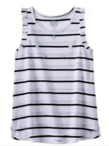 New $24.00 "SO" Girls Beautiful White/Black Stripe T-Shirt Top Plus Size: 14 1/2 - Picture 1 of 1