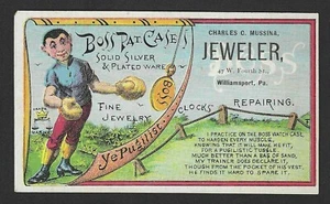 c1890's Advertising Trade Card - Boss Case "Ye Pugilist" Boxer John Sullivan? - Picture 1 of 2