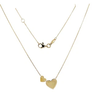 14k Gold Fancy Polished Engravable Hearts Yellow Gold Adjustable Necklace 16"17" - Picture 1 of 5