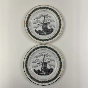 2 x 1995 Bergambacht Gold Edge Porcelain Plates by Gerald Swaenepoel #37 & #40 - Foto 1 di 15