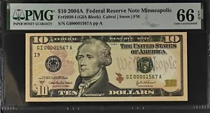 2004A $10 Federal Reserve Note Fr-2039-I Minneapolis PMG66 Gem EPQ - Picture 1 of 2