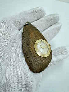 Vintage Sovereign  Wood and Gold Tone Pendant Watch MCM Works Mechanical - Picture 1 of 7