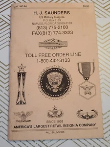 1980s H J Saunders US Military Insignia Catalog Florida RARE Over 55 Pages! - Picture 1 of 8