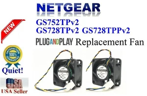 2 Pack New Quiet Version Replacement Fans for Netgear ProSafe GS752TPv2 Switch - Picture 1 of 8