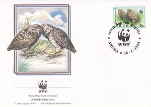(141349) Birds Owl WWF Aruba FDC #4 1994 - Picture 1 of 1