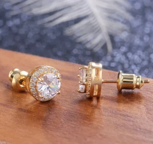 2 Karat simulierte Ohrstecker für Weihnachtsgeschenke für sie 14K Gelbgold vergoldet - Bild 1 von 6