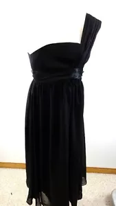 VESTIDO FORMAL DE GASA NEGRO UN HOMBRO NIÑAS TALLA 10 - Imagen 1 de 3