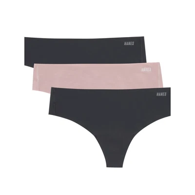 Bragas de tanga Hanes Moves No Show para mujer (talla XL/8) negras/rosa Foto 1 de 4
