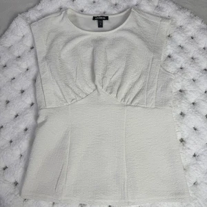 Express Top Womens Small White Textured Sleeveless Blouse Shirt Stretch Elegant - Picture 1 of 8