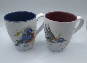 Dean Crouser Hummingbird And Bluebird  Mug Watercolor 16 oz Ceramic Set Of 2 - Picture 1 of 8