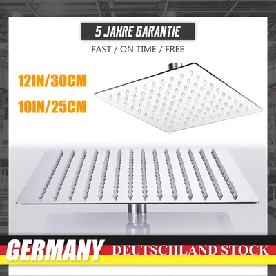 Kopfbrause eckig Regendusche Regenbrause Brausekopf Duschkopf poliert Edelstahl - Bild 1 von 4