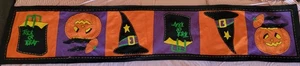 Halloween Table Runner Felt Applique Hand Stitched Jack O Lantern Spooky Decor - Picture 1 of 24