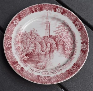 Stephen Foster  SWANEE RIBBER  Florida RED & WHITE Transferware Memorial Plate - Picture 1 of 4