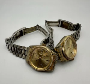 CVP - Pair Of Preowned President Model Day/Date Gold-Toned Quartz Men’s Watches - Picture 1 of 8