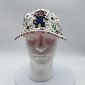 VTG GUC Super Mario Cap White Embroidered Baseball Hat Nintendo All Over Print - Bild 1 von 12