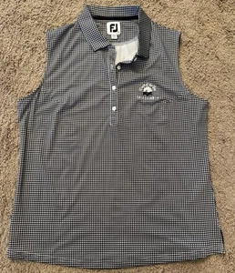 FJ Footjoy Sleeveless Black and White Houndstooth Golf Polo Womens Large - Picture 1 of 6