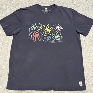 T-shirt uomo Psycho Bunny taglia 8 nera grafica manica corta streetwear hip hop - Foto 1 di 9