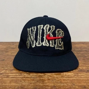 Rare Vintage 90s Nike Snapback Cap USA Made 6-Panel Handwritten Logo Black - Picture 1 of 8