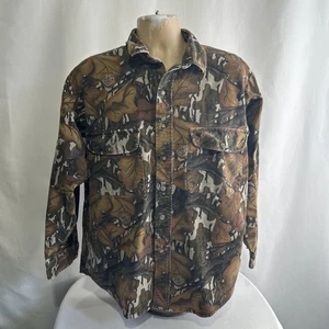 Vintage Mossy Oak Shirt Mens Large Fall Foliage Camo Chamois USA 80s Button Up - Picture 1 of 10